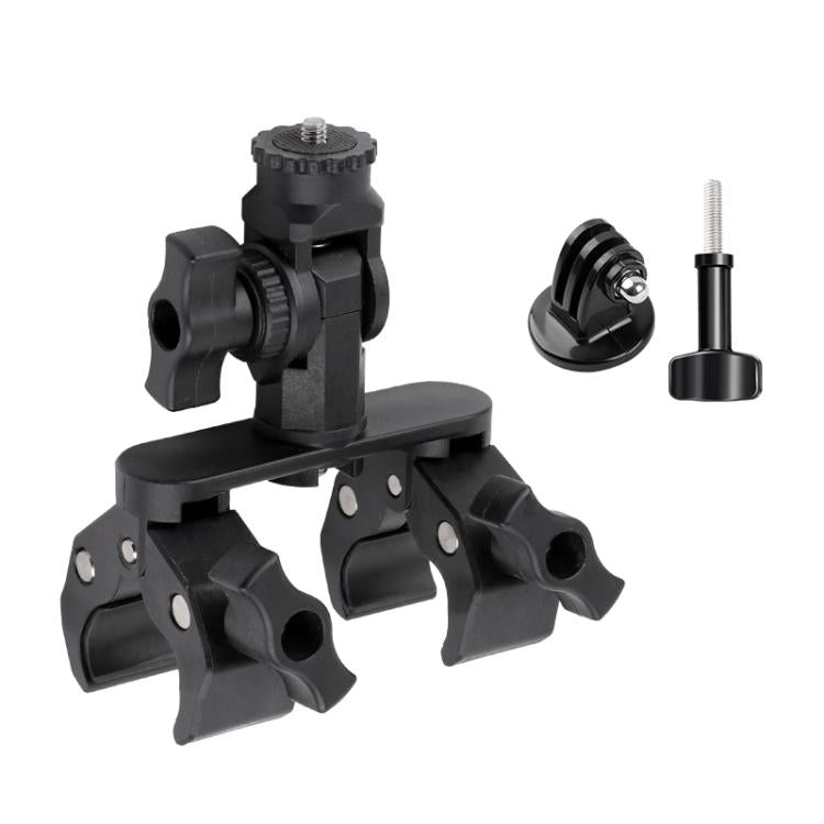 Morsetto doppia pinza universale per manubrio bici e action cam