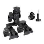Morsetto a doppia pinza universale per manubrio di bicicletta per action camera., With Adapter & Screw, Single Clamp, With Extension Rod & Adapter & Screw, With Extension Rod