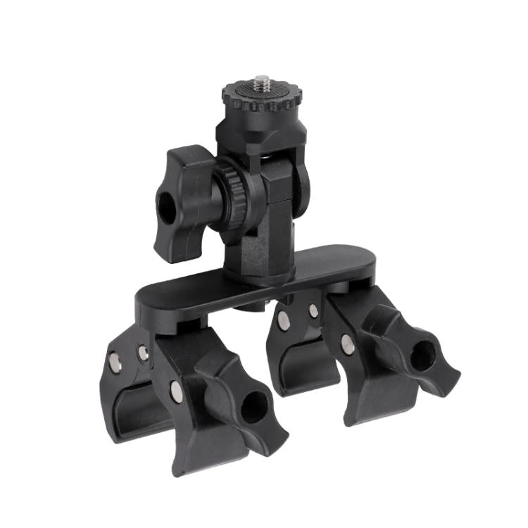 Morsetto a doppia pinza universale per manubrio di bicicletta per action camera., With Adapter & Screw, Single Clamp, With Extension Rod & Adapter & Screw, With Extension Rod