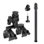 Morsetto a doppia pinza universale per manubrio di bicicletta per action camera., With Adapter & Screw, Single Clamp, With Extension Rod & Adapter & Screw, With Extension Rod