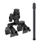 Morsetto a doppia pinza universale per manubrio di bicicletta per action camera., With Adapter & Screw, Single Clamp, With Extension Rod & Adapter & Screw, With Extension Rod