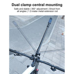 Morsetto a doppia pinza universale per manubrio di bicicletta per action camera., With Adapter & Screw, Single Clamp, With Extension Rod & Adapter & Screw, With Extension Rod