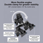 Morsetto a doppia pinza universale per manubrio di bicicletta per action camera., With Adapter & Screw, Single Clamp, With Extension Rod & Adapter & Screw, With Extension Rod
