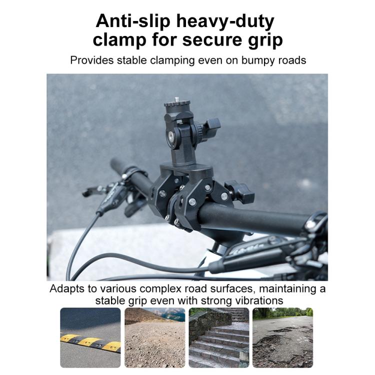 Morsetto a doppia pinza universale per manubrio di bicicletta per action camera., With Adapter & Screw, Single Clamp, With Extension Rod & Adapter & Screw, With Extension Rod