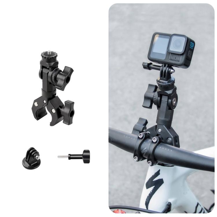 Morsetto a granchio singolo universale per manubrio di bicicletta per action camera, Single Clamp, With Adapter & Screw