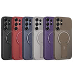 Custodia per telefono MagSafe con texture in fibra di carbonio e supporto, For Samsung Galaxy S26 Ultra 5G