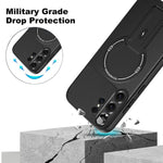 Custodia per telefono MagSafe con texture in fibra di carbonio e supporto, For Samsung Galaxy S26 Ultra 5G
