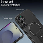 Custodia per telefono MagSafe con texture in fibra di carbonio e supporto, For Samsung Galaxy S26 Ultra 5G
