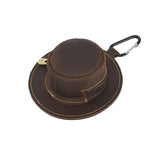 Portamonete piccolo in vera pelle con design retrò a forma di cappello Crazy Horse, marsupio