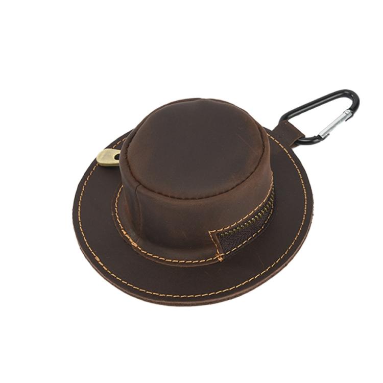 Portamonete piccolo in vera pelle con design retrò a forma di cappello Crazy Horse, marsupio