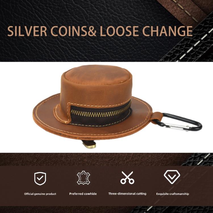 Portamonete piccolo in vera pelle con design retrò a forma di cappello Crazy Horse, marsupio