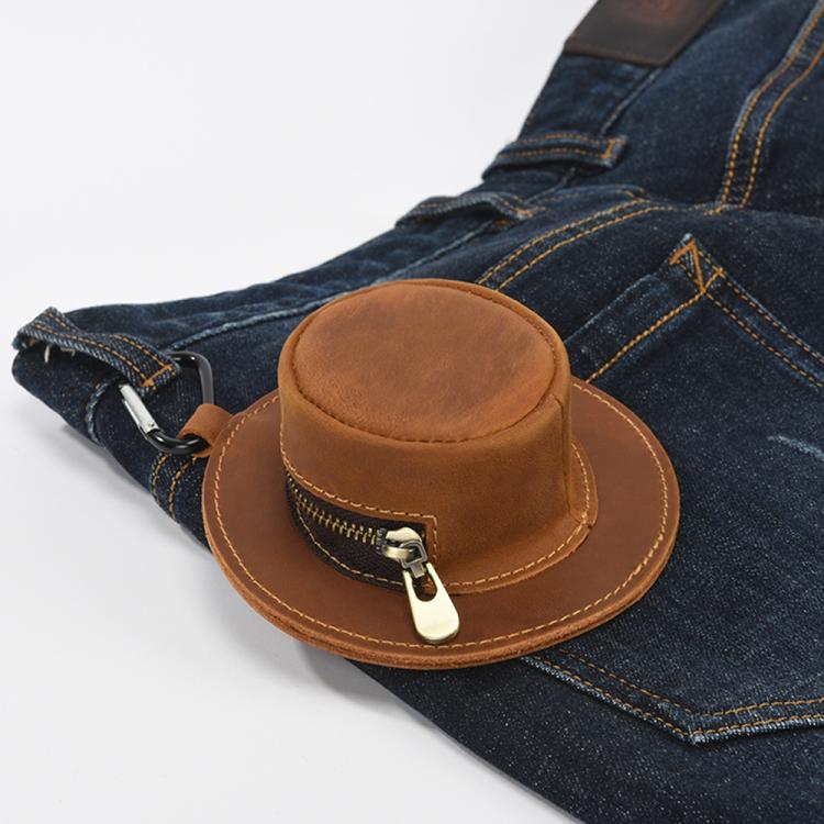 Portamonete piccolo in vera pelle con design retrò a forma di cappello Crazy Horse, marsupio