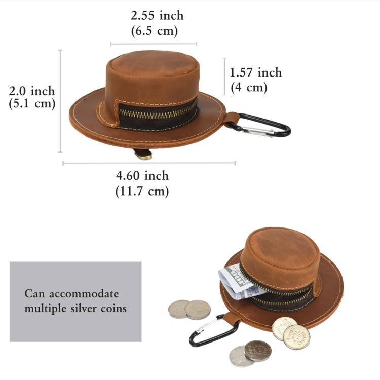 Portamonete piccolo in vera pelle con design retrò a forma di cappello Crazy Horse, marsupio
