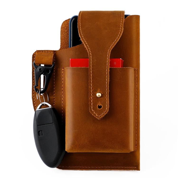 Marsupio da uomo vintage in vera pelle, ideale per sport all'aria aperta e per portare il cellulare.