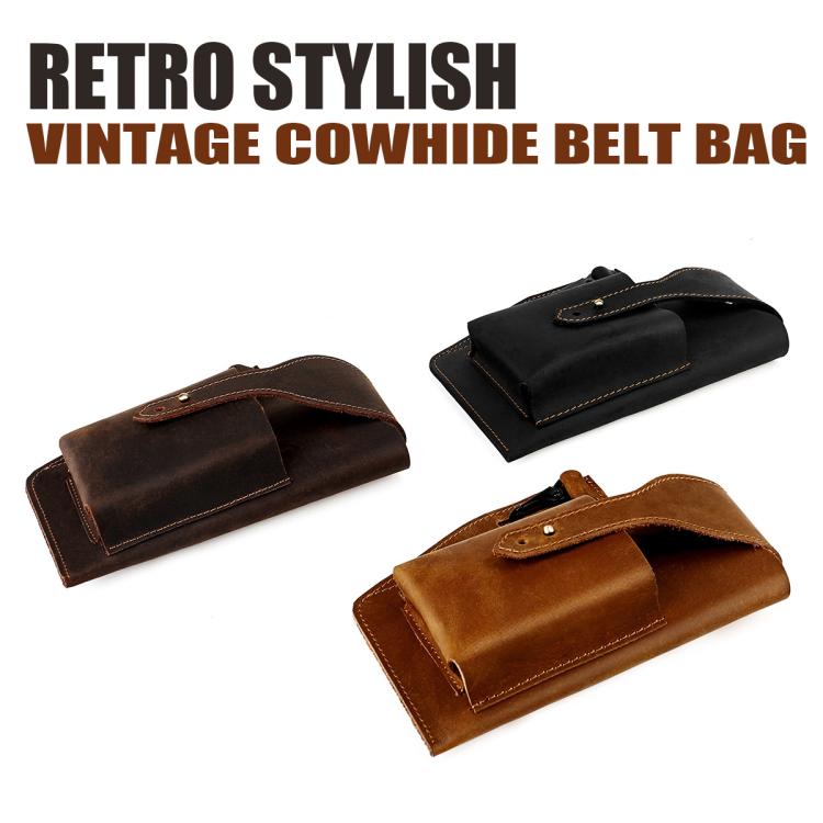 Marsupio da uomo vintage in vera pelle, ideale per sport all'aria aperta e per portare il cellulare.