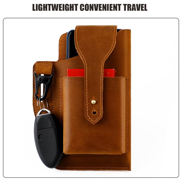 Marsupio da uomo vintage in vera pelle, ideale per sport all'aria aperta e per portare il cellulare.
