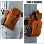 Marsupio da uomo vintage in vera pelle, ideale per sport all'aria aperta e per portare il cellulare.