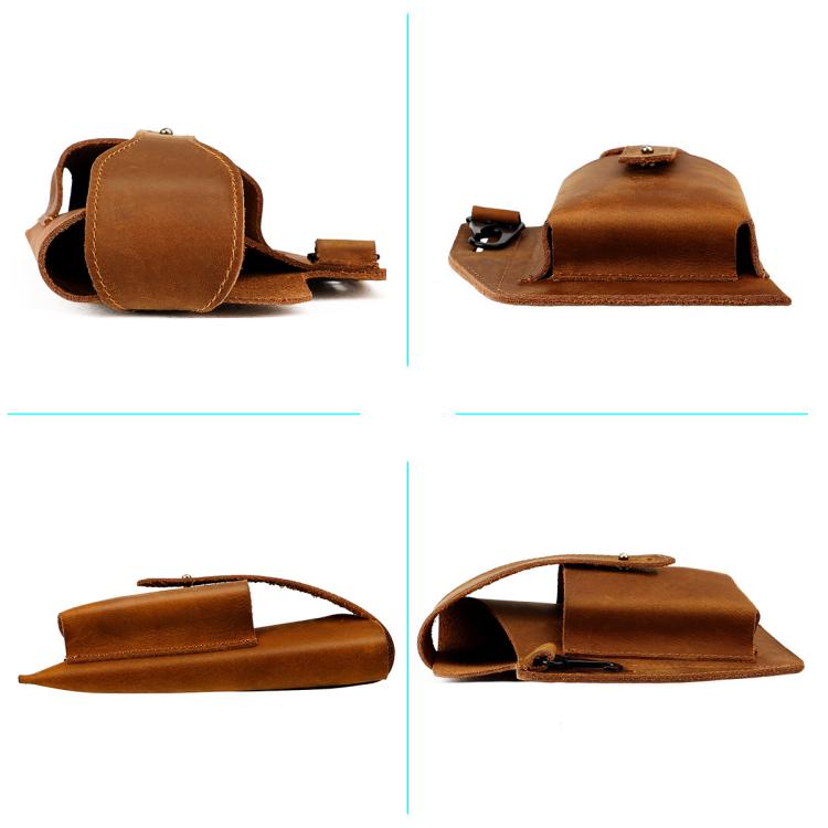 Marsupio da uomo vintage in vera pelle, ideale per sport all'aria aperta e per portare il cellulare.
