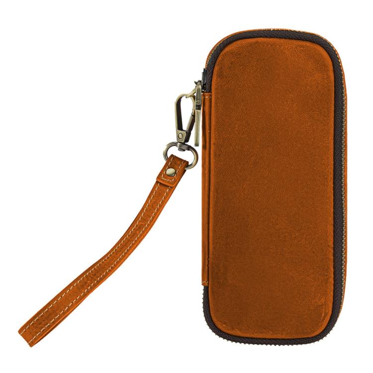 Borsa portatile vintage in vera pelle per riporre pipe e accessori da fumo.