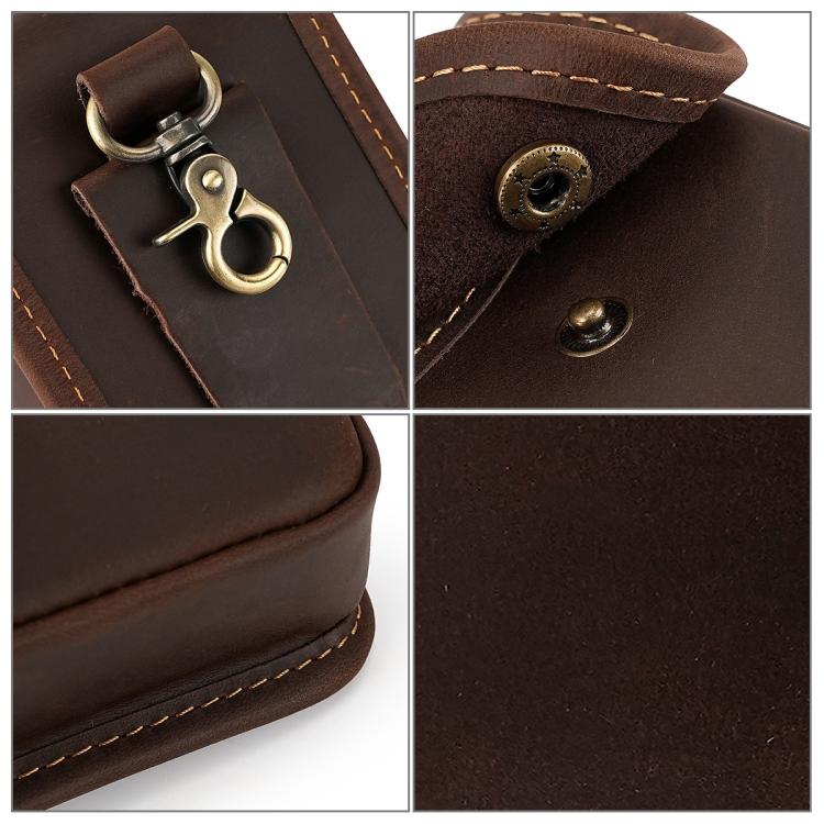 Marsupio da uomo vintage in vera pelle, piccolo, porta sigarette, chiavi e portamonete