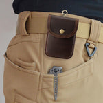 Marsupio da uomo vintage in vera pelle, piccolo, porta sigarette, chiavi e portamonete