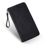 Pochette vintage in vera pelle di grande capacità con organizer per telefono, portafoglio e astuccio per penne.
