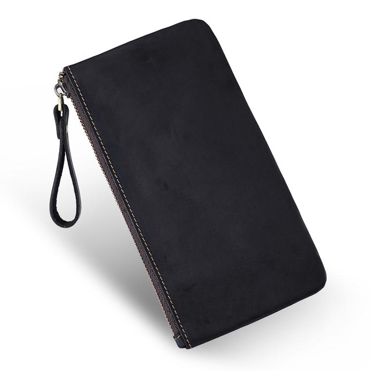 Pochette vintage in vera pelle di grande capacità con organizer per telefono, portafoglio e astuccio per penne.