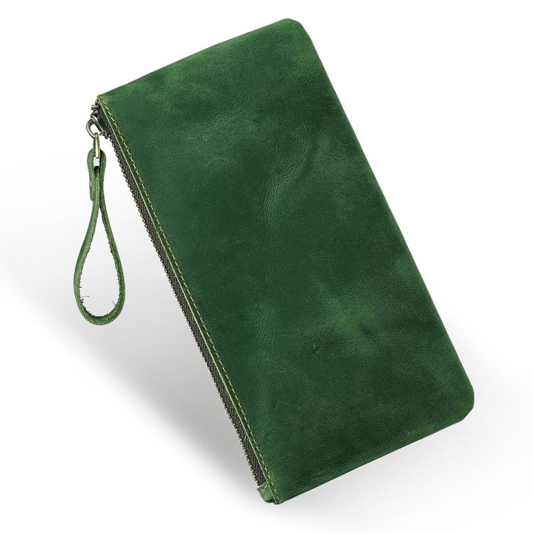 Pochette vintage in vera pelle di grande capacità con organizer per telefono, portafoglio e astuccio per penne.