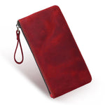 Pochette vintage in vera pelle di grande capacità con organizer per telefono, portafoglio e astuccio per penne.