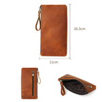 Pochette vintage in vera pelle di grande capacità con organizer per telefono, portafoglio e astuccio per penne.