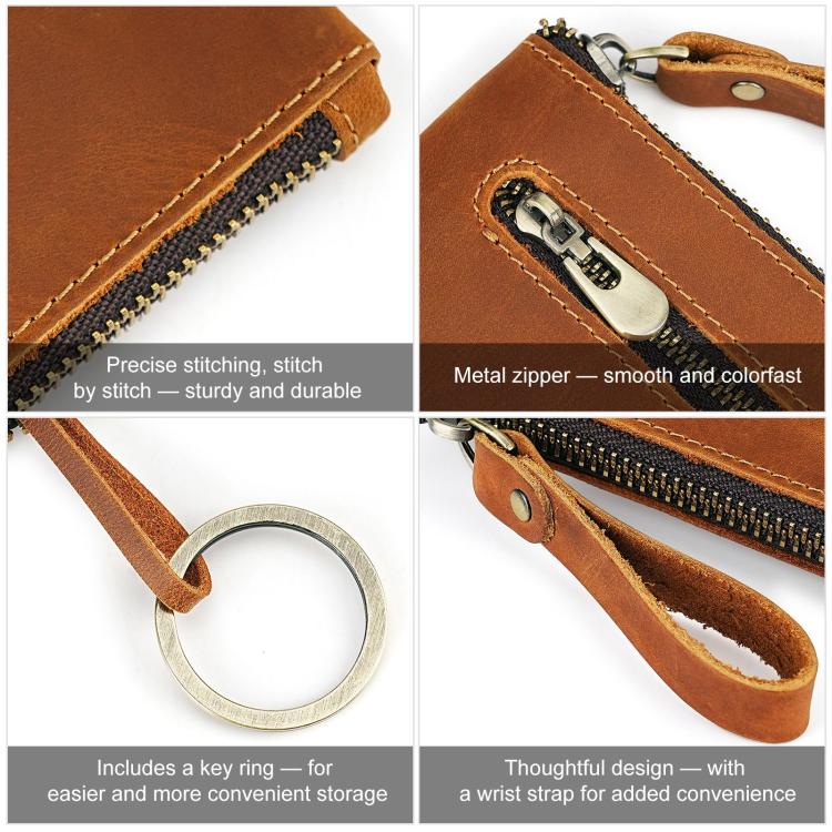 Pochette vintage in vera pelle di grande capacità con organizer per telefono, portafoglio e astuccio per penne.