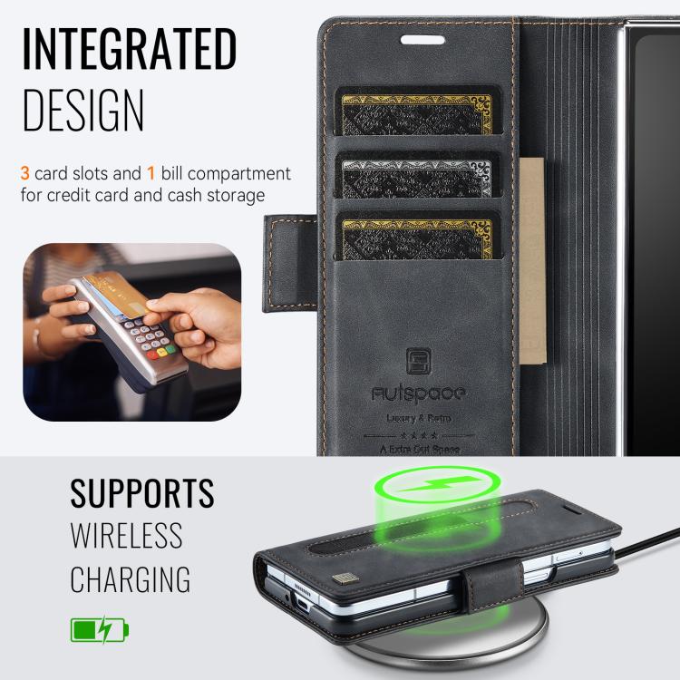 Custodia in pelle per telefono AutSpace A11 con fibbia laterale, MagSafe, protezione magnetica RFID., For Samsung Galaxy Z Fold7 5G