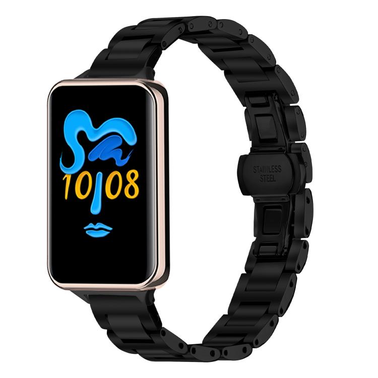 Cinturino per orologio sottile in acciaio inossidabile con fibbia a farfalla in metallo., For Honor Band 10 / 9