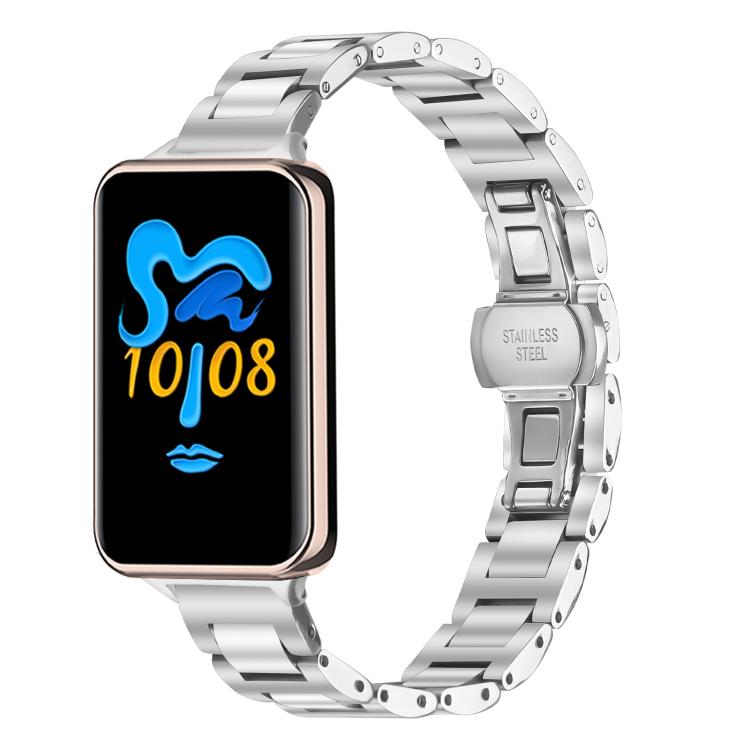 Cinturino per orologio sottile in acciaio inossidabile con fibbia a farfalla in metallo., For Honor Band 10 / 9