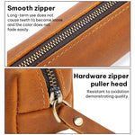 Astuccio portapenne in pelle Crazy Horse con cerniera, ideale per cancelleria e archiviazione.