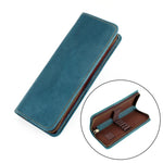 Astuccio portapenne vintage quadrato in vera pelle con cerniera.