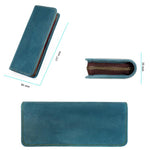 Astuccio portapenne vintage quadrato in vera pelle con cerniera.