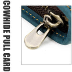 Astuccio portapenne vintage quadrato in vera pelle con cerniera.