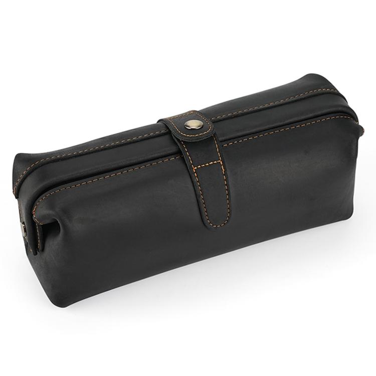 Pochette vintage in vera pelle di grande capacità, borsa porta cosmetici antica