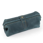 Pochette vintage in vera pelle di grande capacità, borsa porta cosmetici antica