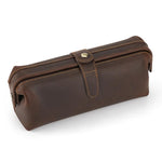 Pochette vintage in vera pelle di grande capacità, borsa porta cosmetici antica
