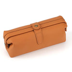 Pochette vintage in vera pelle di grande capacità, borsa porta cosmetici antica