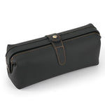 Pochette vintage in vera pelle di grande capacità, borsa porta cosmetici antica