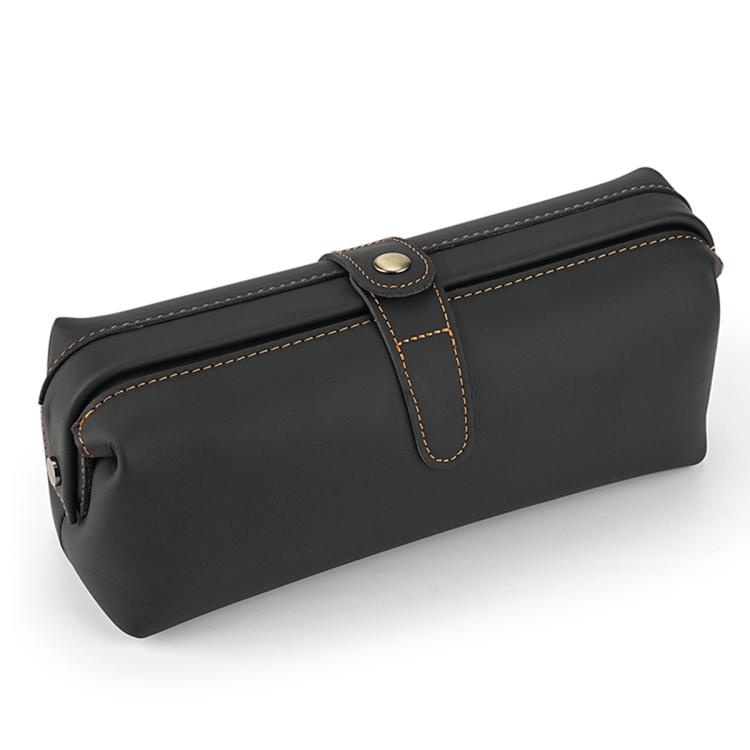 Pochette vintage in vera pelle di grande capacità, borsa porta cosmetici antica
