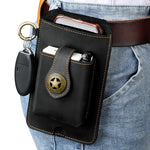 Marsupio da uomo vintage in vera pelle, ideale per attività all'aperto e lavoro, con custodia per cellulare.
