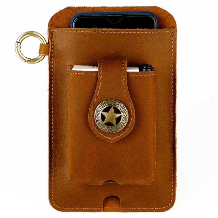 Marsupio da uomo vintage in vera pelle, ideale per attività all'aperto e lavoro, con custodia per cellulare.