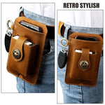 Marsupio da uomo vintage in vera pelle, ideale per attività all'aperto e lavoro, con custodia per cellulare.