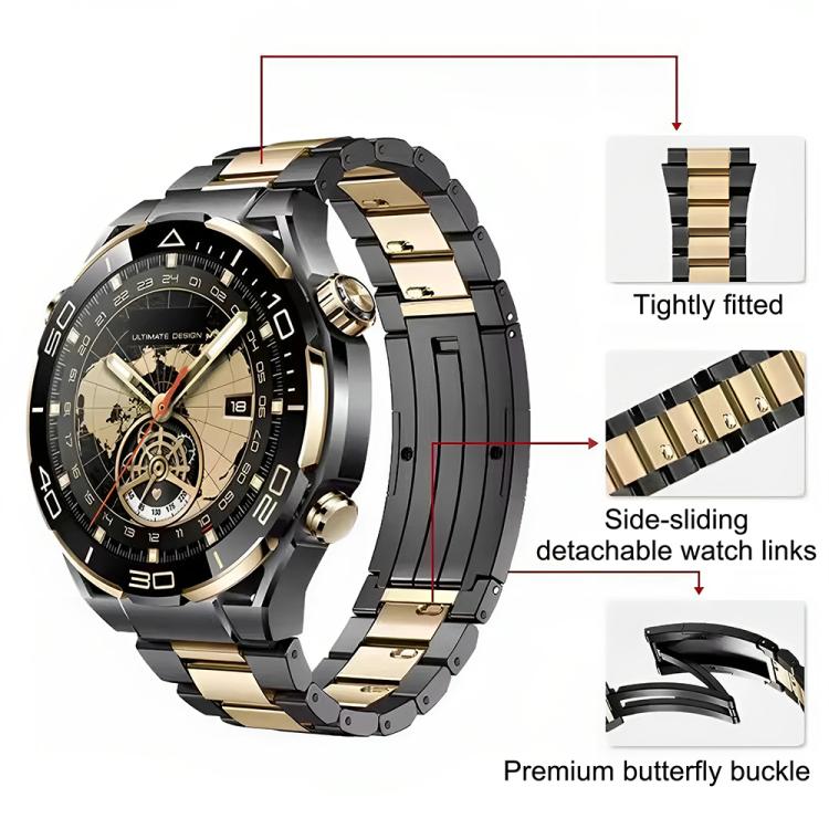 Cinturino per orologio in lega di titanio con fibbia pieghevole e rimovibile., 22mm