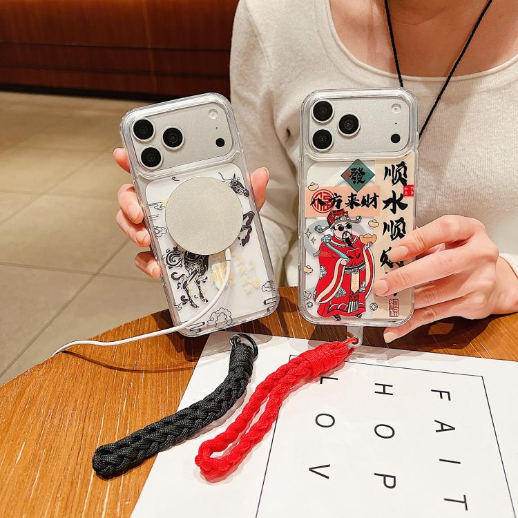 Custodia per telefono magnetica in acrilico con motivo "Anno del Cavallo", a copertura totale, con cordino., For iPhone 13 Pro Max, For iPhone 13 Pro, For iPhone 13, For iPhone 12