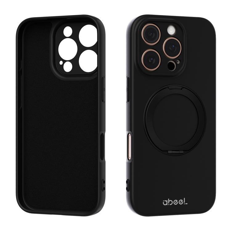 Custodia per telefono ABEEL in silicone liquido magnetico, delicata sulla pelle, con supporto., For iPhone 16 Pro, For iPhone 16